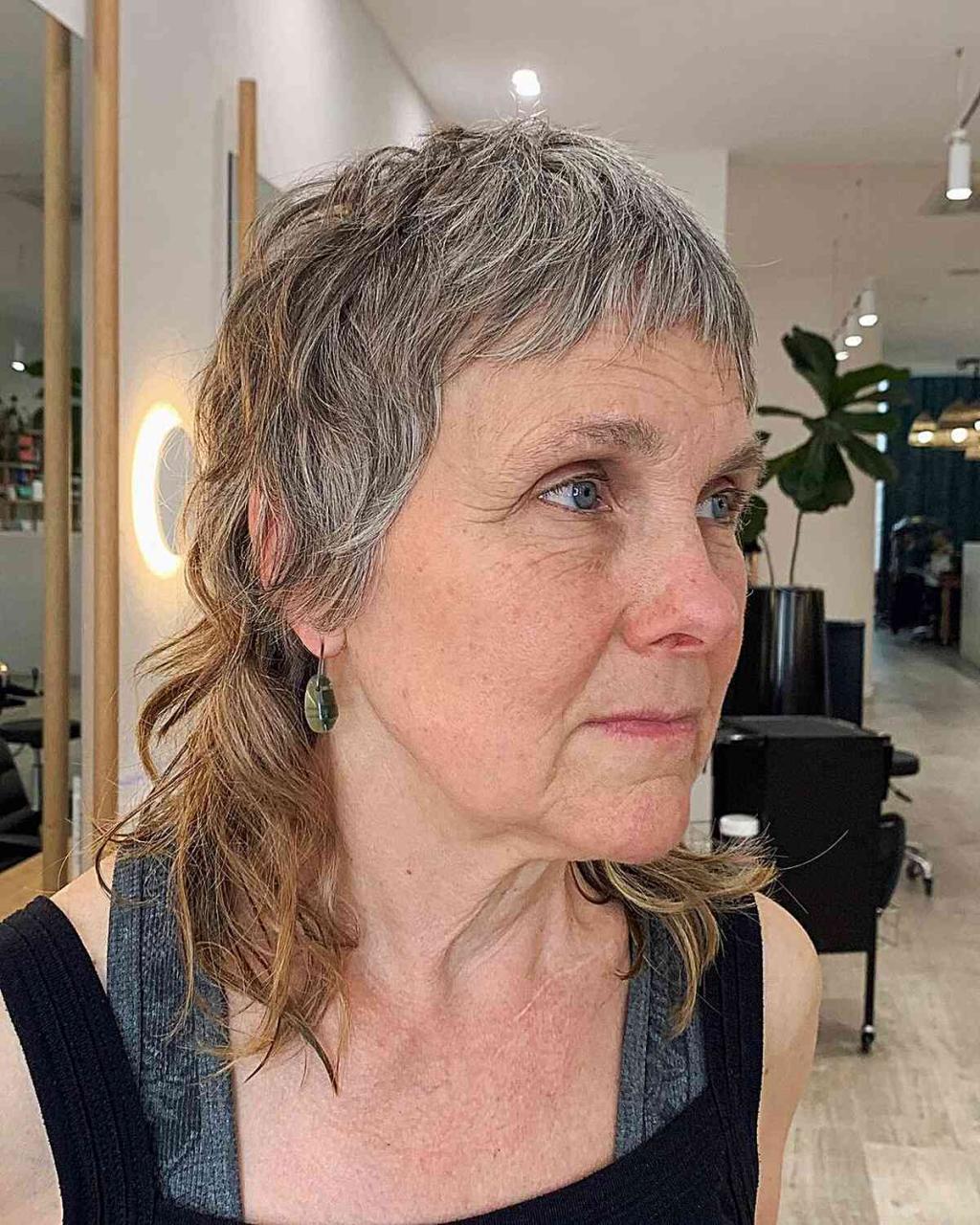 Short-Medium Shaggy Mullet with Choppy Layers and Short Bangs