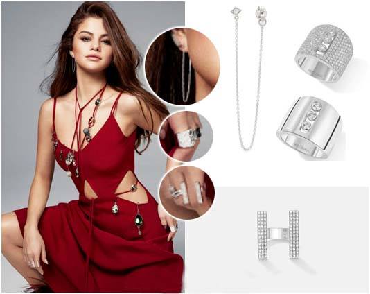 Chain Earrings And Wide Band Rings Selena Gomez Jewelry 