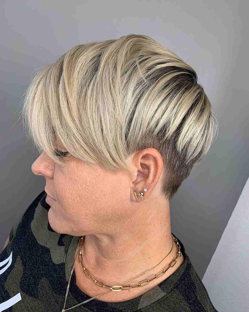 Edgy Medium-Length Pixie Cut for Fine Hair