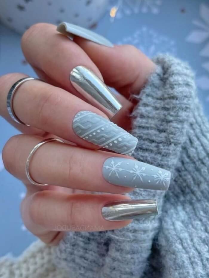 Más de 30 impresionantes diseños de uñas en gris para que sean neutrales - 225